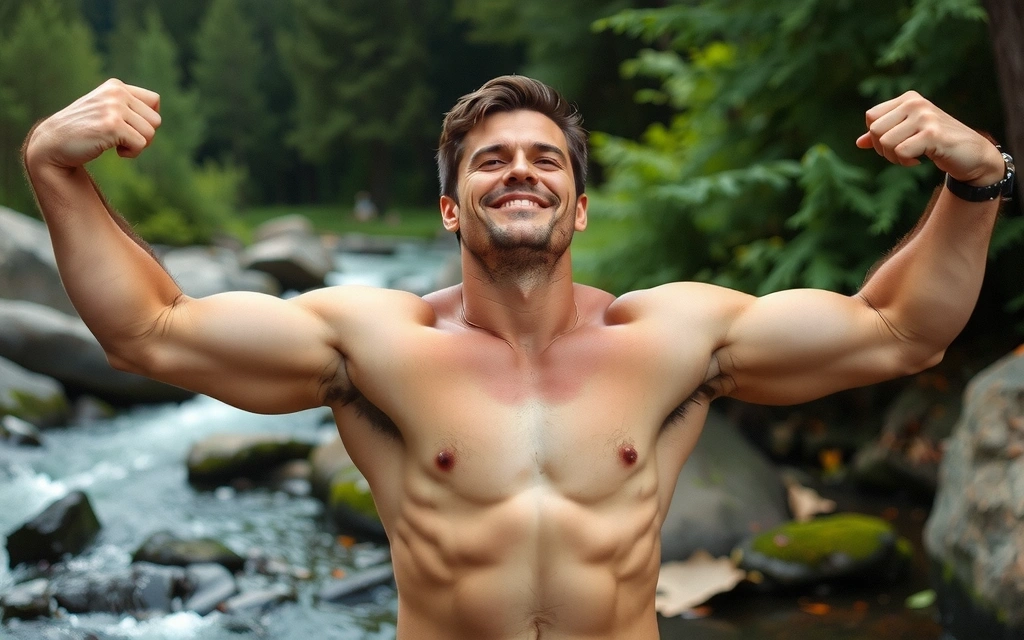 Strong, healthy man in a vibrant natural setting